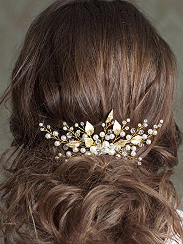 Unicra Bride Wedding Leaves Hair Combs Bridal Headpieces Hair Pieces Wedding Hair Accessories for Women and Girls (Silver)