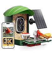 Smart Bird Feeder with Camera, 3K HD Live Stream, AI Species Identification, Solar Powered, Insta...