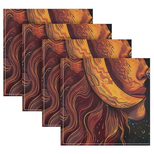 Yettasbin servilletas de tela boho sol luna set x6 50.5x50.5 cm miniatura 5