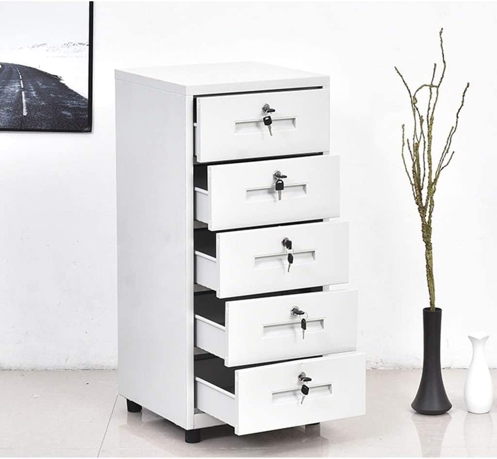 File Cabinet Office File Cabinet Iron Belt Lock File Cabinet White Multifunctional Cabinet with Drawer Black Home Bedside Desk Office File Cabinet (Color : Black, Size : B) (Gold Brass)