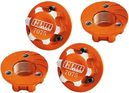 Aluminum 7075 Alloy Wheel Nut 17mm for LOSI 1/6 8IGHT-X Super Lasernut 4WD Brushless Buggy-LOS04019 & 1/7 1/8 Arrma RC Car Upgrade Parts - Orange