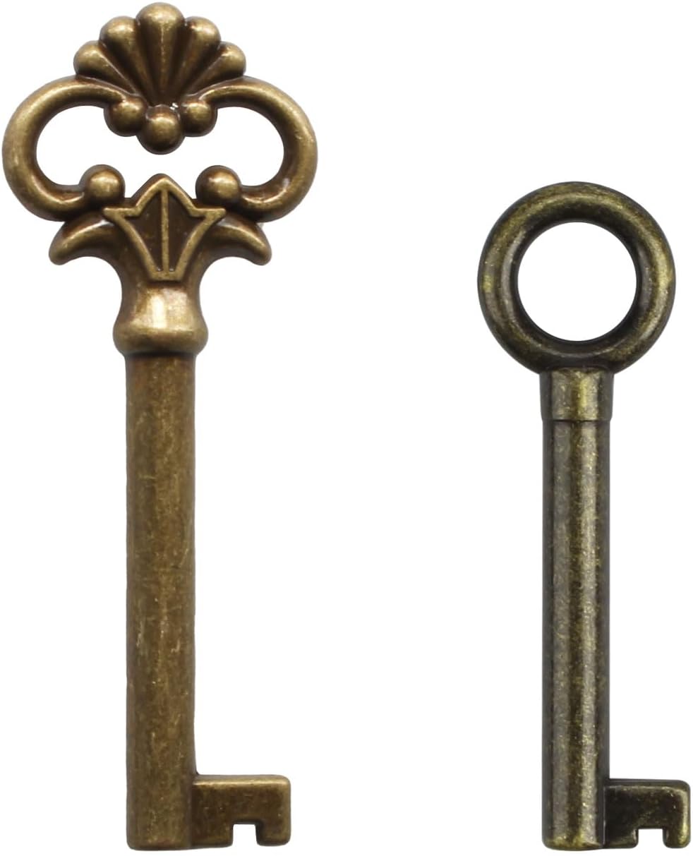 KY-5 KY-13 Hollow Barrel Skeleton Key for Antique Vintage and Modern Furnitures, Antique Brass Skeleton Key