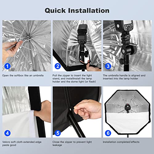 Godox SB-UBW-3 31.5 Inch / 80Cm Octagon Reflective Umbrella Soft Box Silver With Carrying Bag Portable Octagon Flash Umbrella Softbox Reflector Octabox For Studio Photography Flash Speed Light thumb #3