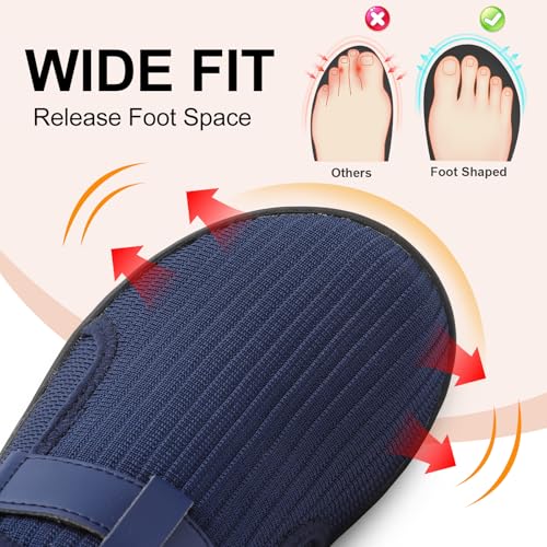 Image of Spesoul Wide Womens Walking Shoes Adjustable Diabetic Shoes Breathable Zero Drop Barefoot Shoe Neuropathy Edema Nursing Shoe Wide Width Sneakers