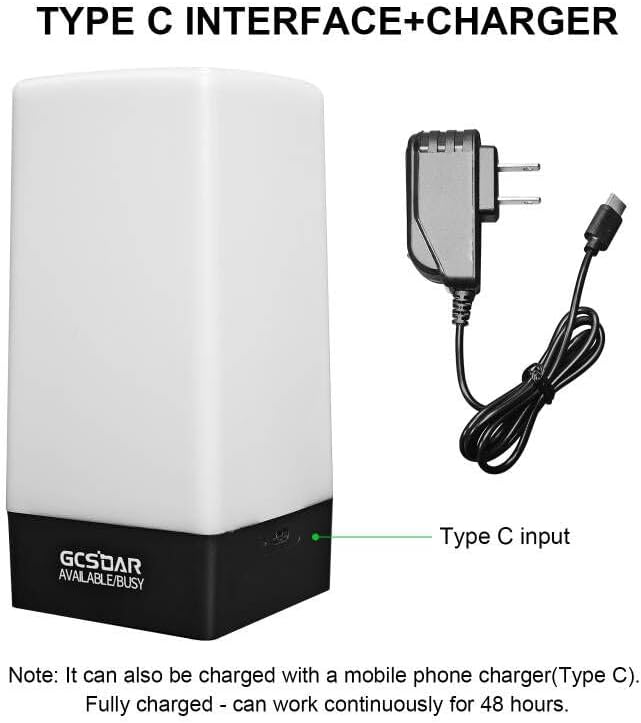 GCSOAR Busy Light with Type C input port and included charger.