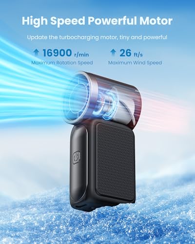 Image of Gaiatop Super Mini Portable Handheld Fan, 3.5 Inch Turbo Pocket Fan, 16900 RPM 6 Speeds Strong Wind, USB Rechargeable Battery, LED Display, Gift for Men Women Travel Camping Outdoor Black
