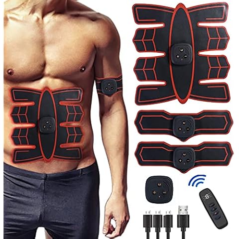 Jenylu EMS Muscle Stimulator with Remote Control, Abs Trainer Abdominal Muscle Toning Belt Workout Equipment, 6 Modes & 15 Intensity with USB Rechargeable for Abdomen Arm Leg Cover