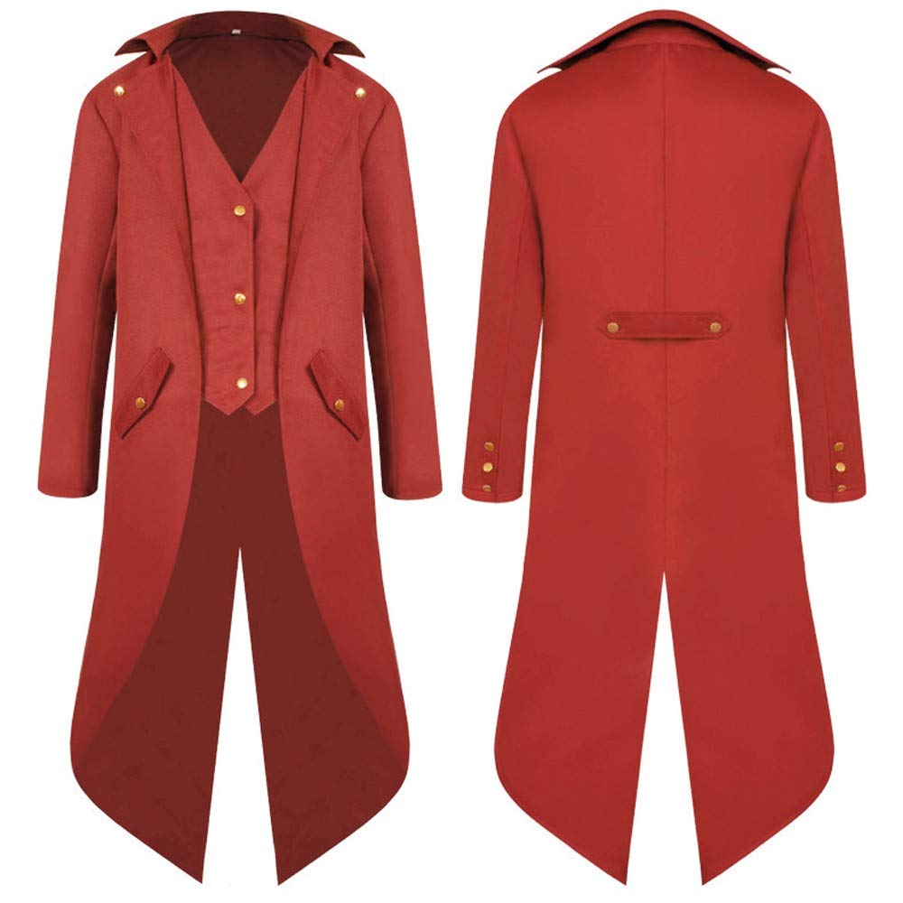 Mittelalter Steampunk Gothic Frack Jacke Smoking Samt Gothic Frack Steampunk Mantel Gehrock Mittelalter Viktorianische Uniform Lange Smoking Mittelalter Mantel Herren, Für Karneval Fasching Kostüm