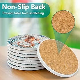 8 Pieces Stone Coasters with Holder for Drinks, Cork Base Ocean Beach Theme Tropical, for Housewarming, Apartment… 511Tdz8eY9L. SS280