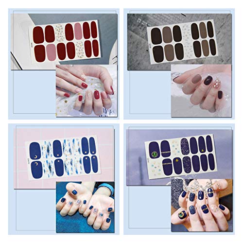 16 Sheets Nail Polish Strips Stickers Nail Art Decal Nail Wraps Pure Color Nails Strips Self Adhesive False Nails With Design Manicure Set With 1Pc Nail Buffers Files For Women Girls #TOP6