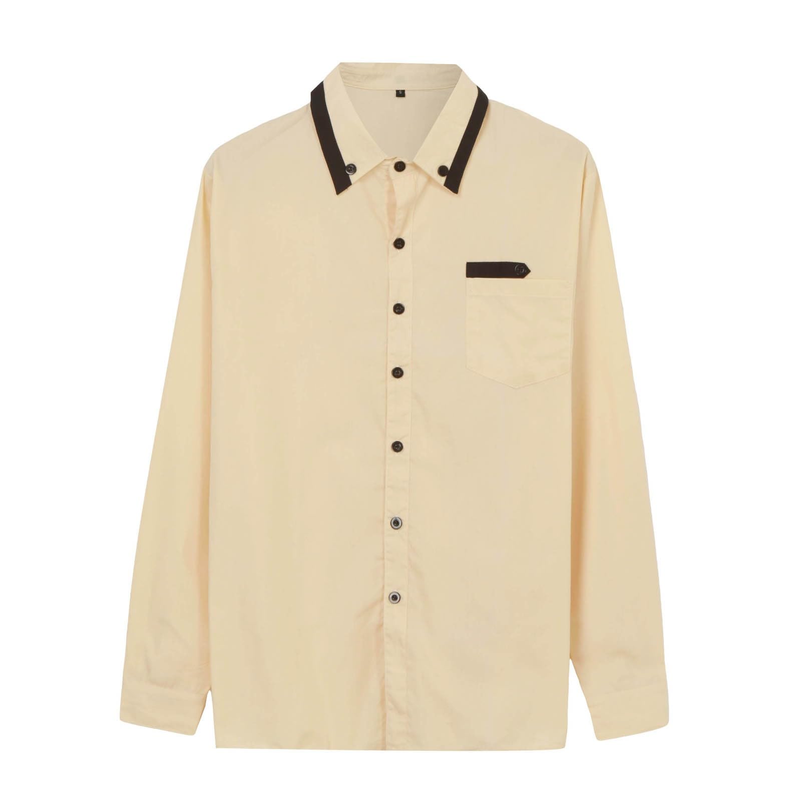 Genérico Camisas Manga Larga Hombre con Bolsillo Camisas Hombre Manga Larga Verano Trabajo Camisa Hawaiana Hombre Algodon