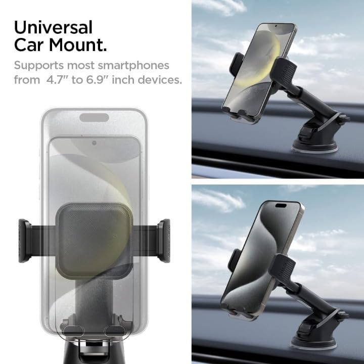 Image of CHO KU REI Dashboard & Windshield Car Mobile Holder [Strong Suction Cup][360 Rotational][Stable Hold] Compatible with Most Smartphone Devices - Black