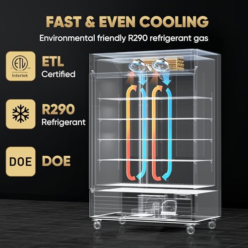 Coolski 54"W Commercial Freezer, -13℉ ~-5℉, 49 Cu.Ft 2 Door Reach-In Stainless Steel Upright Freezer for Restaurant, Cafe, Shop, Business, 8 Adjustable Shelves on Fridge.com