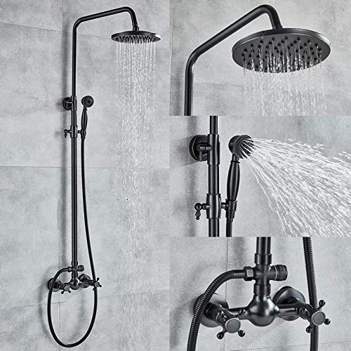 Ensemble de robinets de douche à effet pluie avec mitigeur noir mat - 4