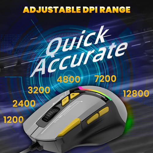 Ant Esports GM333 RGB Wired Gaming Mouse Grey yellow_GM333 Wired - Image 6