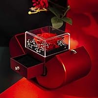 Vista 2 de Chirsfairy Collar de oro blanco con rosa preservada real, To My Love, regalos para ella, collar de cristal de flor eterna hecho a mano, con bolsas