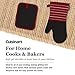 Cuisinart Neoprene Oven Mitts and Potholder Set-Heat Resistant Oven Gloves to Protect Hands and Surfaces with Non-Slip Grip, Hanging Loop-Ideal for Handling Hot Cookware Items, Twill Stripe Red Dahlia