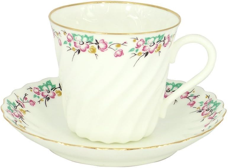 Lomonosov Porcelain Bone China Twist Tea/Coffee Cup and Saucer Spring 5.24 fl.oz/155ml