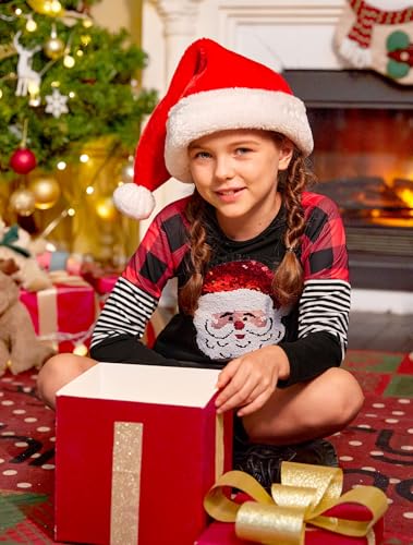 Image of BesserBay Girls Christmas Raglan Shirt Casual Leopard Stripe Patchwork Tunic Top 4-14 Years