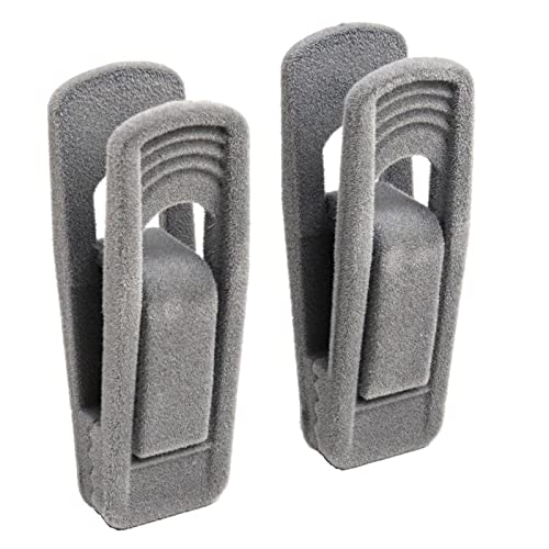 Lam-lord 20 pcs Velvet Hangers Clips for Thin Velvet Hangers, Strong Finger Clip Home Drying Rack Non-Slip Removable Artificial Velvet Flocked Clothes Clips for Towel Coat Pants Skirt Hanger(Grey)