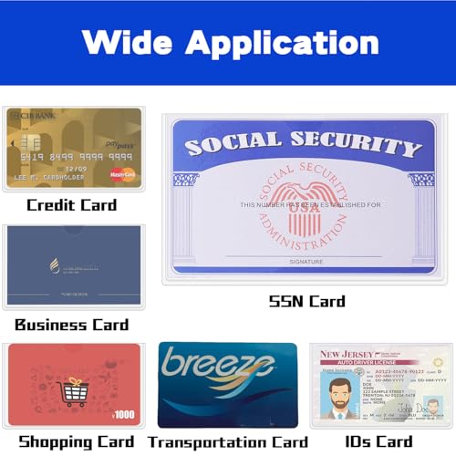 Clear Social Security Card Protector Holder Medicare Credit Card Sleeve Cover Driver's License Sleeve Business Cards PVC Wallet Slot for Insurance ID Cards SSN3