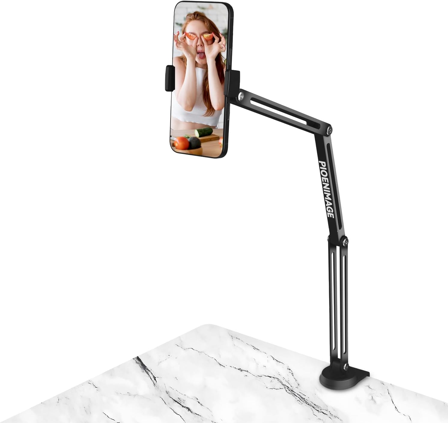 Magic Arm Desk Mount, Cell Phone Stand for Desk, Phone Holder for Bed, 360° Rotatable Folding Boom Arm, Smart Phone Desktop Stand Holder for Photography, Video Recording, Live Stream