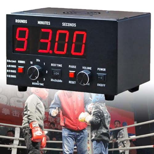 Cronómetro profesional para boxeo, cronómetro de intervalos para gimnasio con pantalla LED, tiempo de entrenamiento y repeticiones de ciclo seleccionables, sonido ajustable, rojo miniatura 1