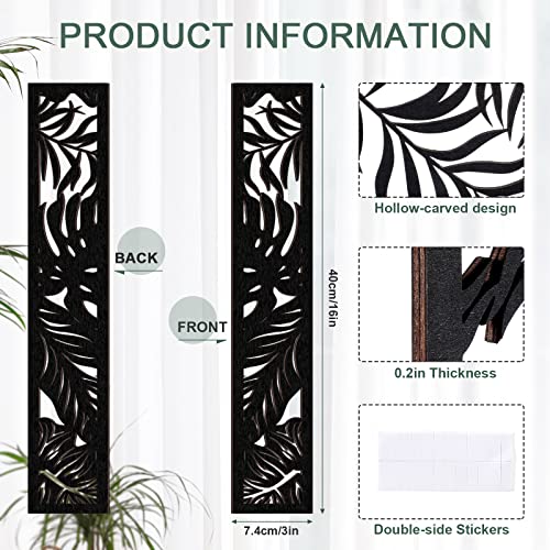 5 Pieces Wooden Wall Art Hollow Wall Decor Wood Wall Accents Themed Wood Panels For Home Decorations Bedroom Living Room, 15.7 X 2.9 X 0.2 Inch (Black, Leaf) #TOP1