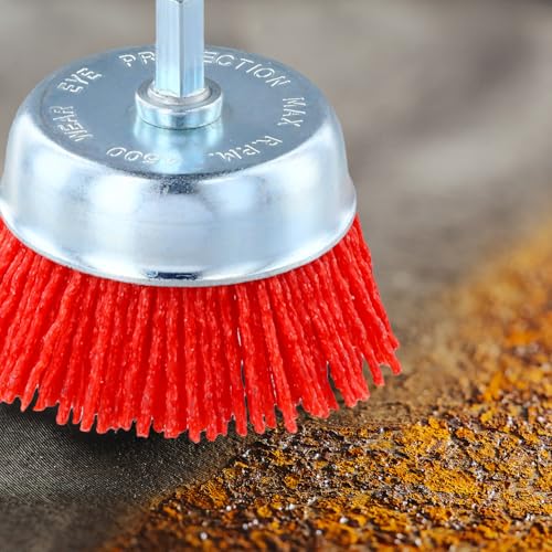 QWORK®6 Pièces Brosses en Nylon, Brosses Abrasives Nylon avec 1/4" (6.35 mm) Tige, pour Ponçage, Nettoyage et l'élimination de la Rouille – vue 7