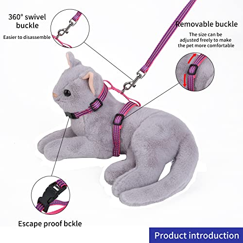Lusaya Cat Leash, Kitten Adjustable Strap, Simple And Practical Design Is More Suitable For Adult Cats And Kittens To Use In Spring And Summer, Pink, 4Ft #TOP4