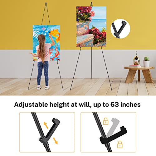 Easel Stand For Display, Magicfly 2 Pack 63 Inch Portable Easel For Wedding Sign, Poster, White Boards, Collapsible Painting Art Easel For Floor, Telescoping Metal Easel Tripod, Black #TOP5