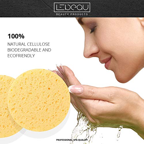 Lebeau Compressed Facial Sponges, Face Sponges For Cleansing, 100% Natural Cellulose Facial Sponge, Professional Spa Quality Face Sponge (50 Counts, Yellow) #TOP1