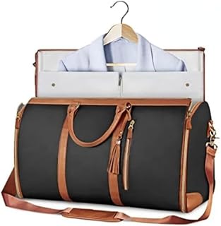 Damen Multifunktionale Reisetasche Große Kapazität Handgepäck Tasche PU Faltbare Anzug Aufbewahrungstasche (Schwarz 1)