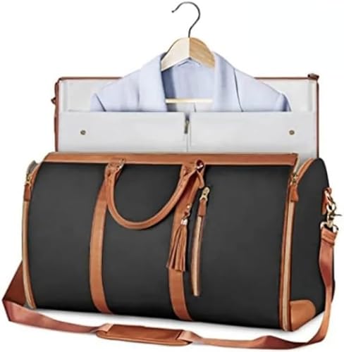 Damen Multifunktionale Reisetasche Große Kapazität Handgepäck Tasche PU Faltbare Anzug Aufbewahrungstasche (Schwarz 1)