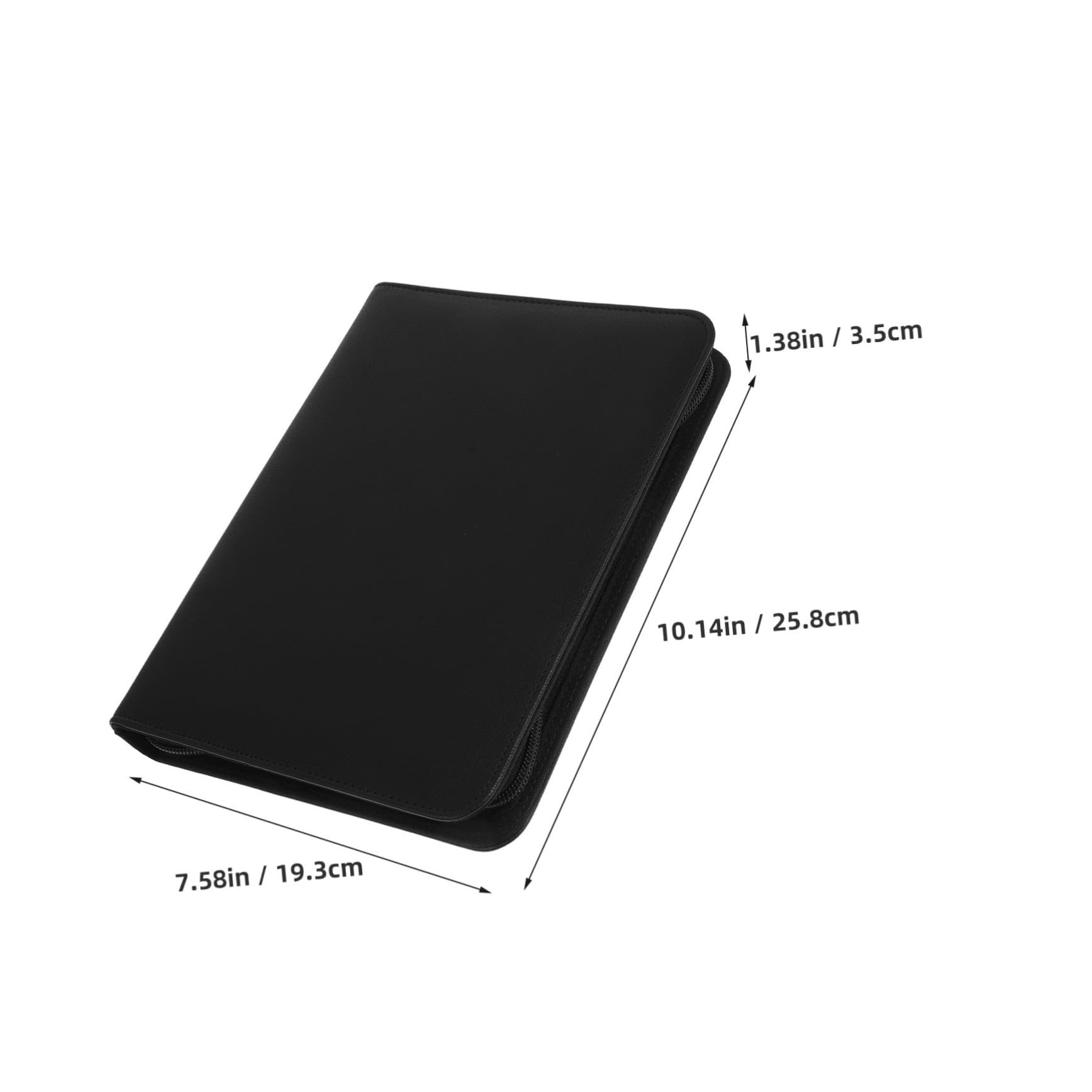 Carpeta de Anillas Cremallera Pu Negro Pequeño Organizador de Documentos Portátil para Oficina y Negocios