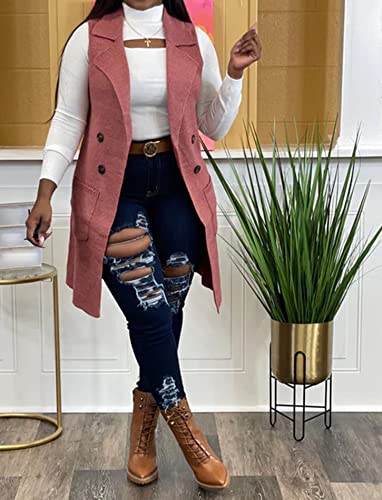 Image of Women's Casual Sleeveless Long Sweater Vest Open Front Cardigan Waistcoat