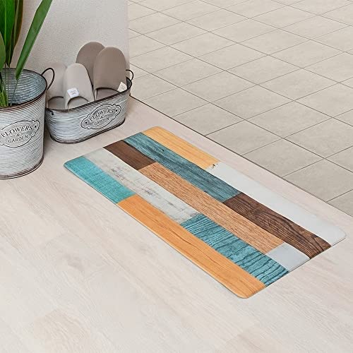 ベストコ 玄関マット 室内 40×80cm お手入れ簡単 防炎 防カビ 抗菌 防臭 ミックスウッド ライト 木目調 北欧 ND-5187 掃除機らくらく玄関マット [2]