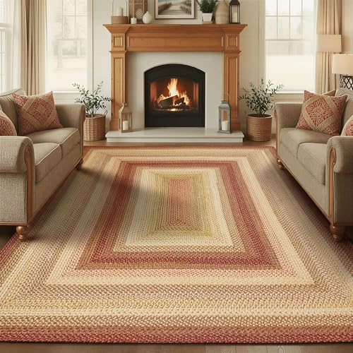 Homespice Barcelona Multicolor Braided Area Rugs for Country Decor 8x10'