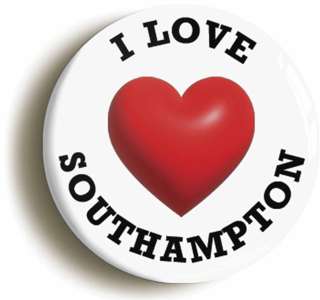 I Heart Love Southampton Location Fridge Magnet (Circular 2inch / 50mm Diameter)
