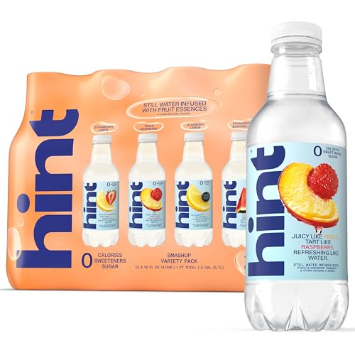 Hint Fruit-Infused Bottled Water, Smashup Flavored Variety Pack - Purified Water Beverages with Zero Calories, Natural Flavors, and Sugar Free - 16 Fl Oz (Pack of 12)