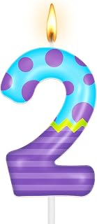 Monster Number Birthday Candle Cartoon Theme Candles Number 2 Cake Topper for Girl Boy Birthday Baby Shower Party Supplies Cake Decorations