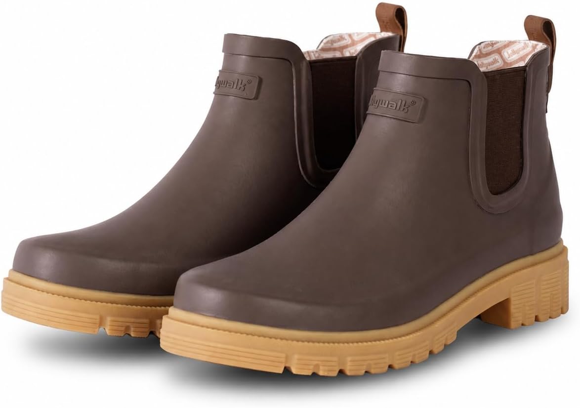 Men’s Rain Boots Waterproof Chelsea Ankle Boots, Slip-On Rubber Garden Boots for Men, Outdoor Work Boots for Yard Work, Fishing, Camping, Wet Weather
