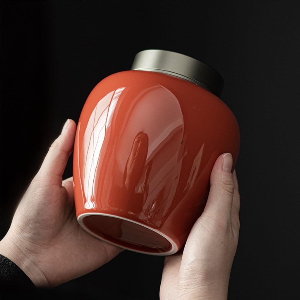 Contenitore per il tè in ceramica Barattolo per la conservazione del tè sfuso in ceramica Barattolo per la conservazione del tè semplice Coperchio a doppio strato Barattolo sigillato Set da tè cines