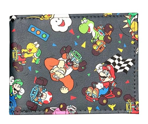 TCB Creations Super Cartoon Mario Characters All Over Bi-Fold Wallet
