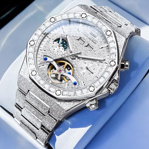 Image of OLEVS Automatic Mens Watches Self Winding Mechanical Business Luxury Dress Wrist Watch Stainless Steel Waterproof Luminous Day Date