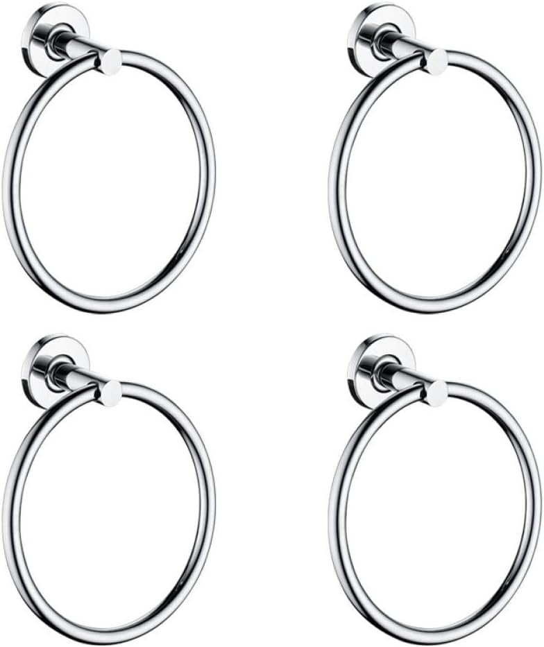 Towel Ring,Bathroom Accessories, Essentials Stainless Steel Round Style Wall Mount Tolder Rack Bathroom Accessories Bath Hardware 4Pcs (Color : 2pcs) (Color : 4pcs)