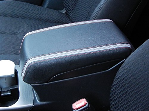 RedlineGoods armrest Cover Compatible with Subaru Outback 2010-14. Tailor Made - not Universal. Genuine top-Grade Italian Black Suede (Alcantara) with Silver Thread