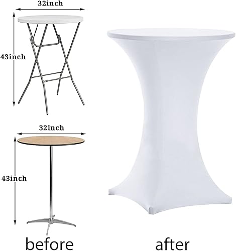 Miniatura 10 de Tina mantel con esquinas cuadradas, tela elastizada de spándex, para cócteles, de 32 x 43 pulgadas, Licra, Negro, talla única