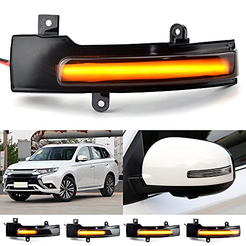 QKLsudua 2pcs Dynamic Sequential Blink LED Side Mirror Turn Signal Light Assembly Compatible with Mitsu-bishi Out-lander 2013-2020, Lan-cer 2016