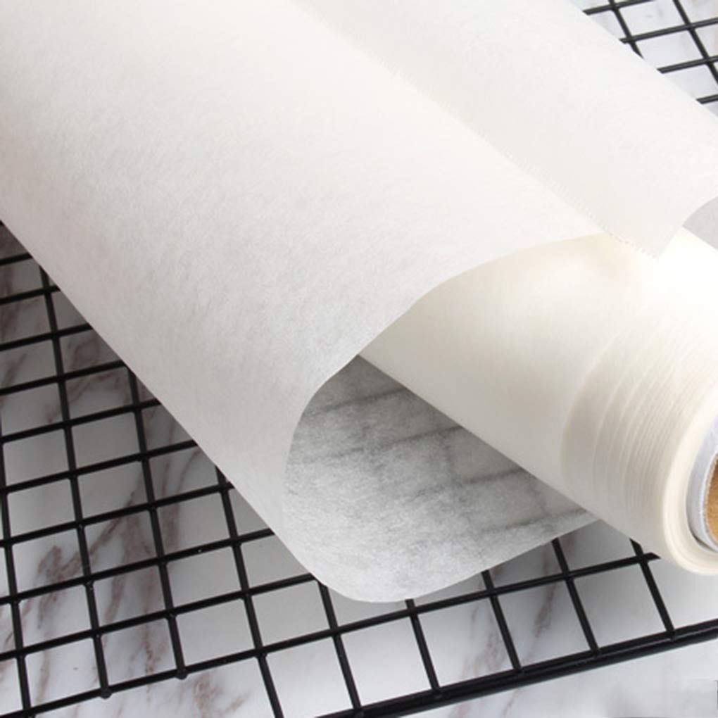 Set di 5 fogli di carta da forno per barbecue, a prova di olio, antiaderenti, resistenti alle alte temperature, in pasta di legno, 10 m, colore: bianco, 10 m x 30 cm